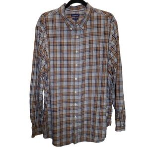 Croft & Barrow men's Size XL button down easy care brown plaid long sleeveshirt